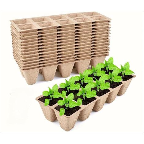 Lot de 10 godets en papier pour semis, plateau de semis à 10 alvéoles, kit de démarrage pour semis, plateau de germination (1/5)