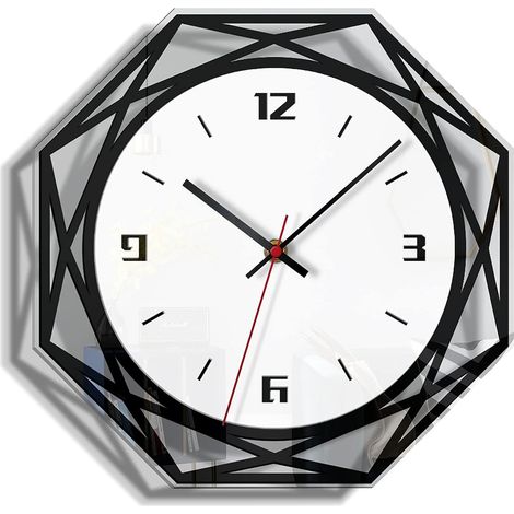 Horloge ronde moderne de 30 cm, horloge décorative transparente, horloge silencieuse à piles, pour chambre, café, salle de classe (1/5)