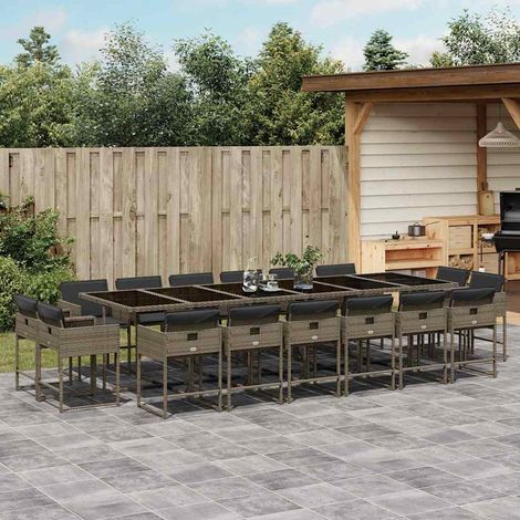 Ensemble à manger de jardin 17 pcs-Salon de jardin et coussins résine tressée 496015 (1/5)