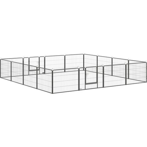 Welpenlaufstall 16-TLG Welpenauslauf mit 16 Gitterplatten Tür flexibel Schutzplane 60cm hoch Welpengitter Laufstall für Haustiere Hund Katze Welpe Laufgitter für drinnen und draußen