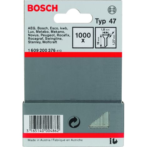 Clavo tipo 47: 18x127x16: 1.000uds  BOSCH 1609200376