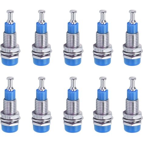 Lot de 10 fiches bananes femelles nickelées 2mm bleues, bornes de connexion à montage sur panneau J.40006 (1/5)