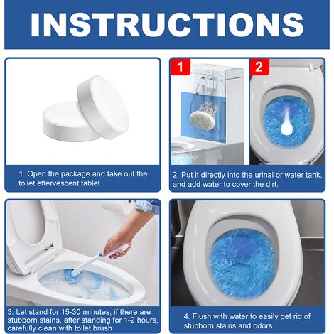 Comprimés effervescents pour le nettoyage des toilettes : multifonctionnels pour éliminer le calcaire, la saleté, les odeurs et les taches (taille unique). (1/5)