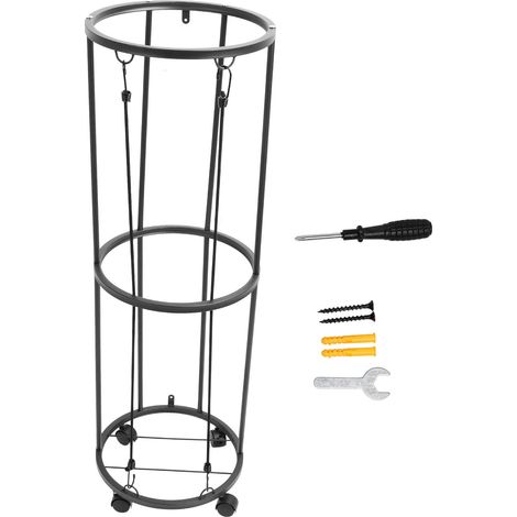 Support de rangement pour ballons de basket-ball, football et volley-ball, en métal, à roulettes et verrouillable. (1/5)