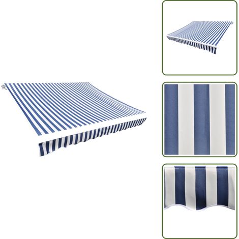 Markisenbespannung Canvas Blau & Weiß 450x300 cm - Markisenbespannung - Markise - Sonnenschutz - Gartenmöbel - Terrassenzubehör (1/5)
