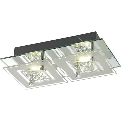 6 Watt LED Decken- und Wandlampe Leuchte Beleuchtung Chrom Glas satiniert Kristalle 9740045-2 Miranda (1/4)