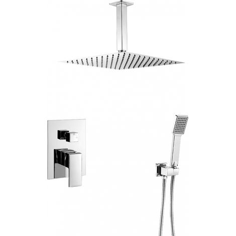 Ensemble de douche encastré au plafond MILTON chromé Ø 20cm