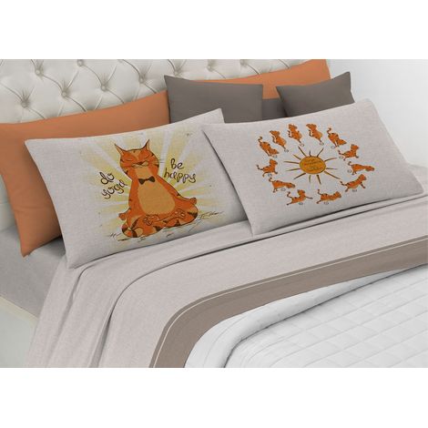 Completo Lenzuola Matrimoniale 100% Cotone Digitale Spin-Off Yo Gatto (1/4)