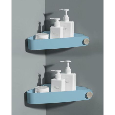 2 pièces Plastique Etagere Douche Sans Percage, Rangement et Organisation de la Salle de Bain, Porte Savon Douche, Etagere Salle de Bain, Comprend 6 Autocollants Adhésifs, Bleu Ciel (1/5)