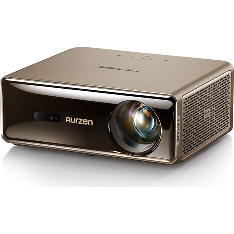Projecteur vidéo Aurzen Eazze D1 Max finition métallisée dorée compacte à lentille frontale centrée