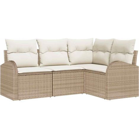 Maison Exclusive - Set Divano da Giardino 4 pcs Beige e Bianco polyrattan