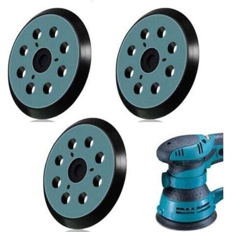 3Pcs Plateau Ponceuse pour 125mm, Plateau de Ponçage 8 trous pour Makita BO5041 M9202B M9204B DBO180 (1/4)