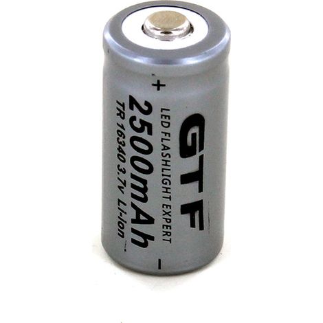 Batteria agli ioni di litio 16340 da 3,7 V 2,5 Ah per torcia elettrica, sigaretta