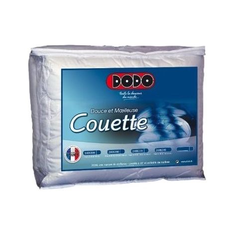 Dodo – Pack couette scandinave 140 x 200 – 1 oreiller plumettes 65 x 65 cm – Enveloppe 50% coton – Garnissage 400 g/m² en fibres creuses siliconées (1/3)