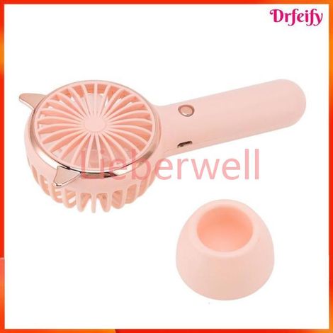 Ventilateur portatif oreilles de chat , AKOZON , 18650 , Rose , 3 vitesses , Rechargeable USB 600mAh (1/5)