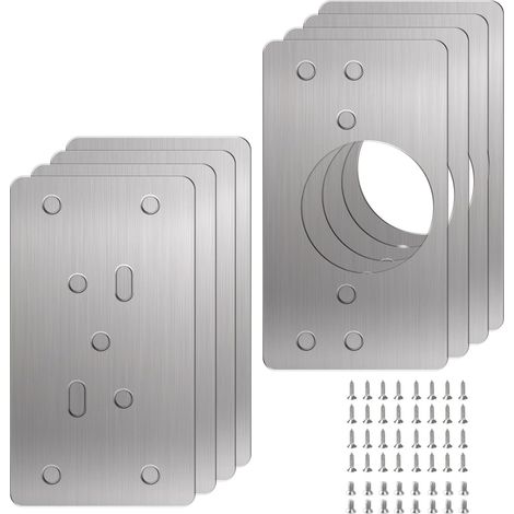 Plaque de réparation de charnière en acier inoxydable, 8 pièces, charnière de cuisine, plaques de réparation avec 48 vis, kit de réparation, porte, placard, meuble, tiroir, commode, fenêtre