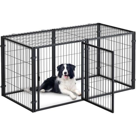 Caisse pour Chien, Construction en Acier Indestructible, Design Convivial, noir (1/2)