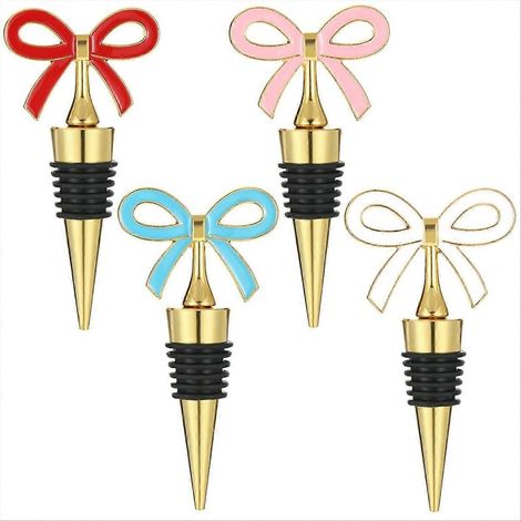Set mit 4 wiederverwendbaren Vakuum-Weinstopfen mit Silikondichtung, ideal für Partys, als Geschenk für Frauen und zu Weihnachten (gold). (1/5)