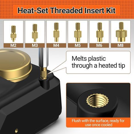 M2-M8 Insert Fileté,Preciva 350Pièces Inserts Filetés,Kit de Fer à Souder Pour Inserts Taraudés,M2-M8 Insert Fileté Metal Pour Composants d'Impression 3D et Pièces en Plastique (1/4)