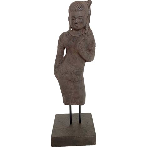 Statue zen grise en ciment pour intérieur élégant - Gris foncé mat
