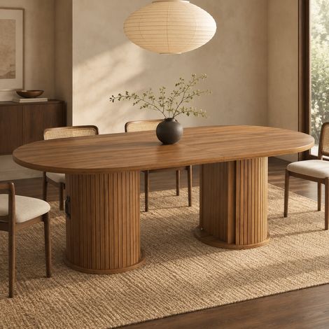 Tavolo allungabile 190x80x75 cm in MDF marrone scuro salvaspazio FloraGrace (1/5)