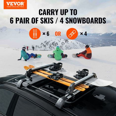 Porte-Skis sur Barre de Toit 80,5 cm, Support pour Planche à Neige Universel, Compatible avec la Plupart des Barres Transversales,… (1/5)