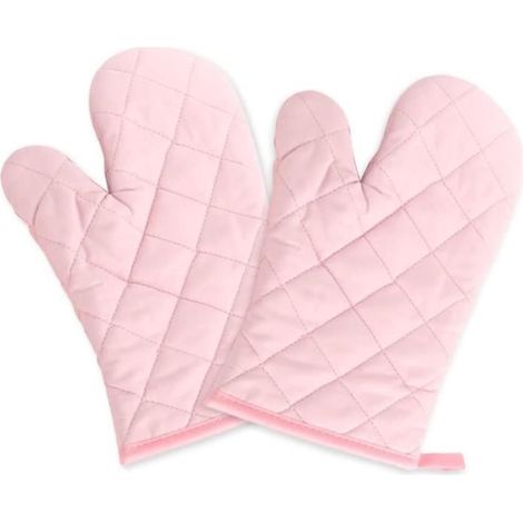 Gants de Four - Phaleur - Antidérapant - Résistant à la Chaleur - Coton Polyester - Rose (1/4)