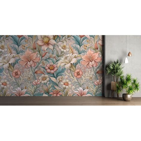 Papier peint fleuri - brassée champêtre vintage - 150 x 250 cm (1/2)