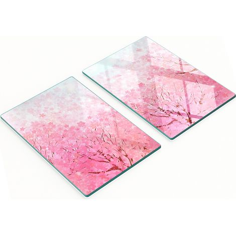 Pannelli decorativi multifunzionali in vetro temperato con motivo fiori di ciliegio, 2x40x52 cm (1/5)
