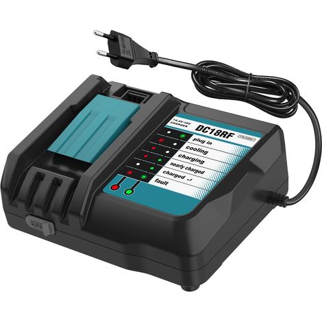DC18RF Ladegerät-Set mit 18V 5.0Ah Akku für Makita BL1860B BL1860 BL1850 BL1840 mit LED-Ladeanzeige (1/5)