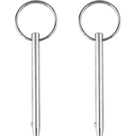 Lot de 2 goupilles à dégagement rapide pour charnière de pont de bateau, accessoires en acier inoxydable pour bateaux-7.5X0.6CM-Silver (1/3)