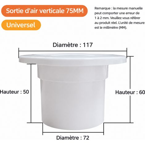 Bouche d'aération circulaire VMC à persiennes droites 75 mm à clips blanc 44 75mm blanc 11,7 × 11,7 × 6 cm 70 g – Livraison gratuite