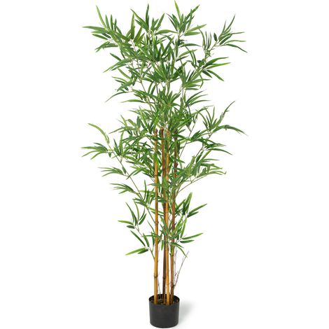 Idmarket – Plante verte artificielle bambou 150 cm – Feuillage dense et naturel – Matériaux résistants – Pour intérieur et extérieur