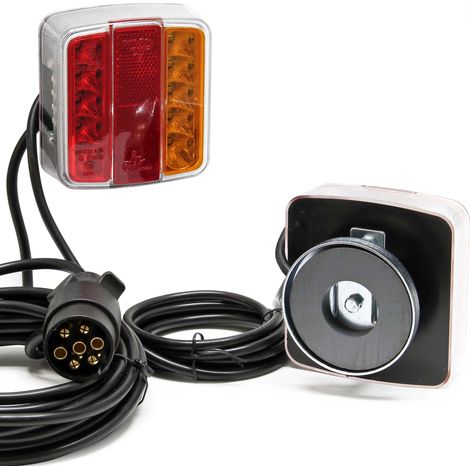 Wiltec Luce LED posteriore magnetica rimorchio carrello appendice, Fanale con spina a 7 poli 12 V E11