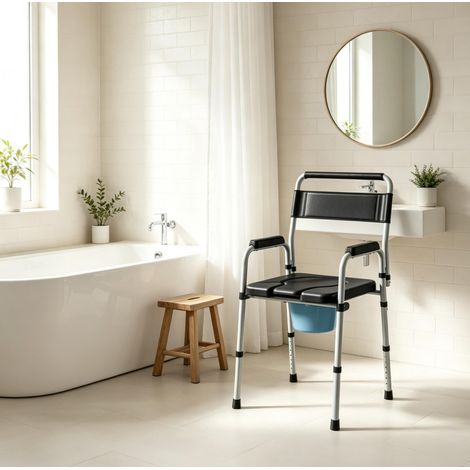 Sedia comoda pieghevole 52,5x46x81,5-97 cm in acciaio nero, 7 altezze – MEUBLIV (1/5)