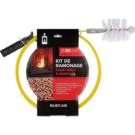 RUECAB - KIT SPAZZATRICE PER LE GRANUL S 80MM,KIT SPAZZATRICE FLESSIBILE,ASTA IN FIBRA DI VETRO CON FILETTO M12 X 1.75MM,LUNGA (1/4)