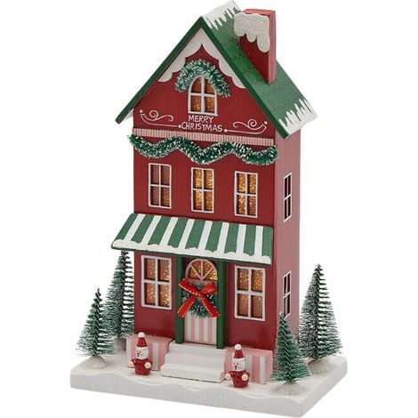 EDG Enzo De Gasperi Casetta Natalizia LED in Legno H27,5 cm Verde Rossa – Decorazione di Natale (1/5)