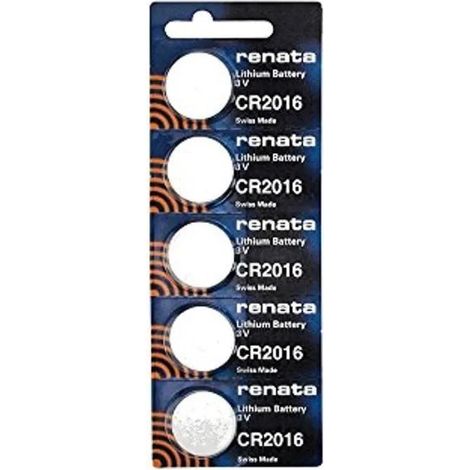 Pile bouton Renata CR2016 lithium 3 volts 5 pièces standard