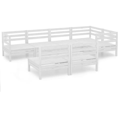Maison Exclusive - 7-tlg. Garten-Lounge-Set Massivholz Kiefer Wei (1/5)