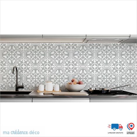 Crédence : Carrelage classique 4 - Couleur Gris clair - Alu composite - 60 - 120 (1/2)
