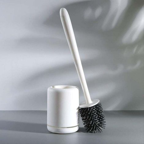 Brosse de toilette en silicone pour nettoyage en profondeur, manche long antidérapant et poils flexibles, brosse de nettoyage pour toilettes à séchage rapide