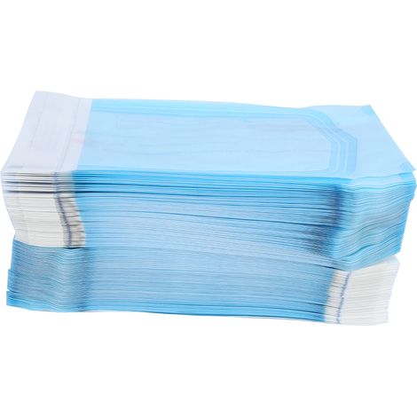 200 Stück selbstverschließende Beutel für zahnärztliches Zubehör, PVC-Beutel, transparente Folie, blau, zur Sterilisation (90 x 165 mm) (1/5)