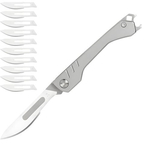 Mini Klappmesser mit 10 Ersatzklingen, Edelstahl, robust, wasserdicht