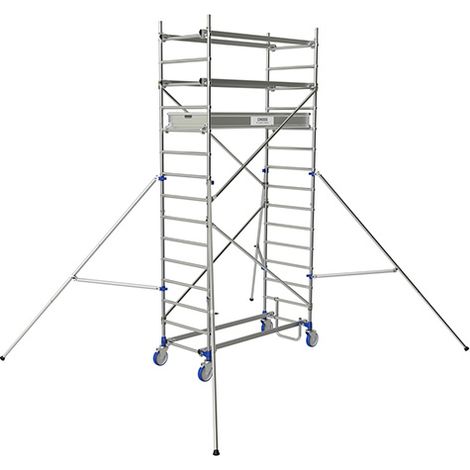 Tubesca Comabi – Échafaudage roulant aluminium Cross – Longueur 1,80m – Hauteur de plateau 2,85m – Charge max 200 kg/m² – Normes EN 1004-1