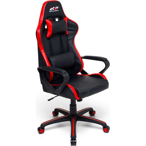 Sedia da Gaming Ergonomica 63x63x126 cm in Similpelle Nero e Rossa