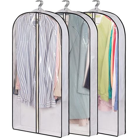 Housse de rangement transparente pour vêtements suspendus, 40 pouces, avec supports latéraux de 4 pouces (ensemble de 3 pièces) (1/5)