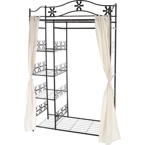 [NON UTILIZZATO] Appendiabiti guardaroba scaffale portaoggetti moderno 43x100x172cm con tenda