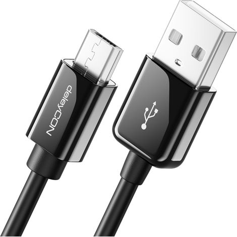 0,5m Micro USB Câble de Charge et de Données Court - Compatible avec Téléphones Android, Smartphones, Tablettes, Lecteurs MP3, Appareils Photo, etc. - Noir (1/5)