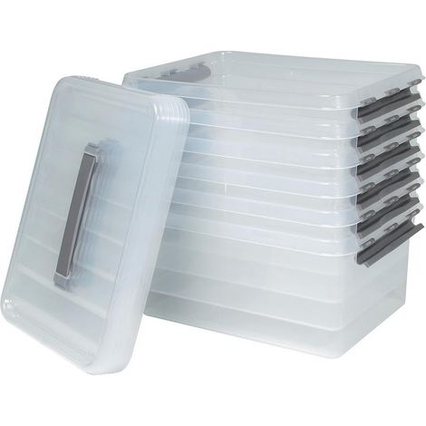 BRB Lot de 6 boîtes de rangement avec couvercle Transparent L x H 400 x 300 x 180 mm Boîte de 15 l (1/3)
