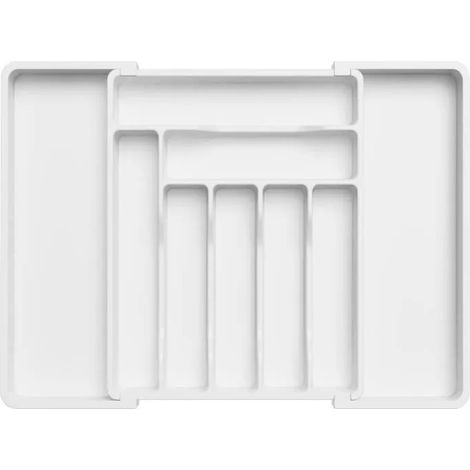 Range Couverts - Blanc - 9 Compartiments - Extensible - Ajustable - PP sans BPA (1/4)